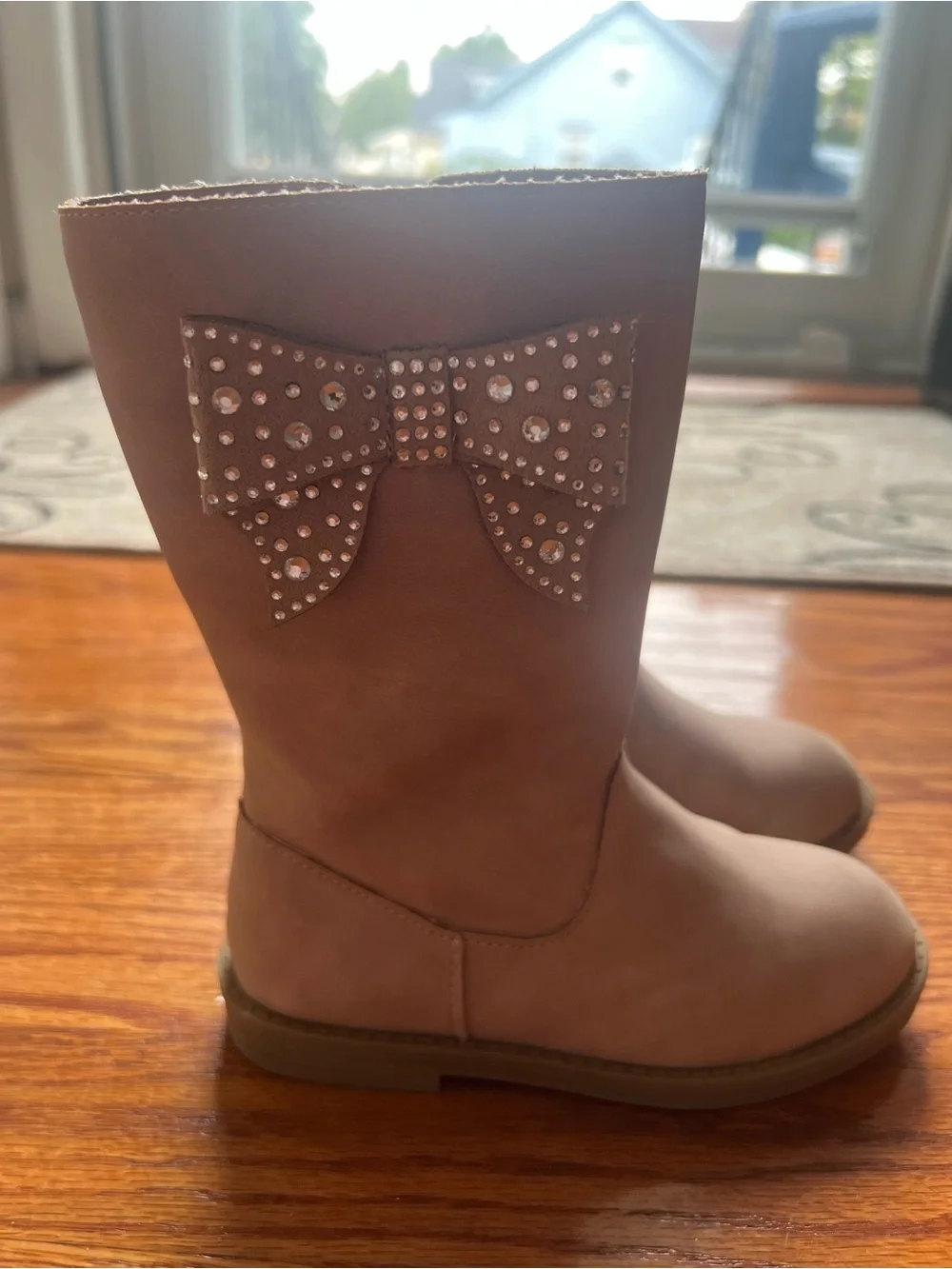 Jessica Simpson Girls' Brown Crystal Bow Mid-Calf Boots